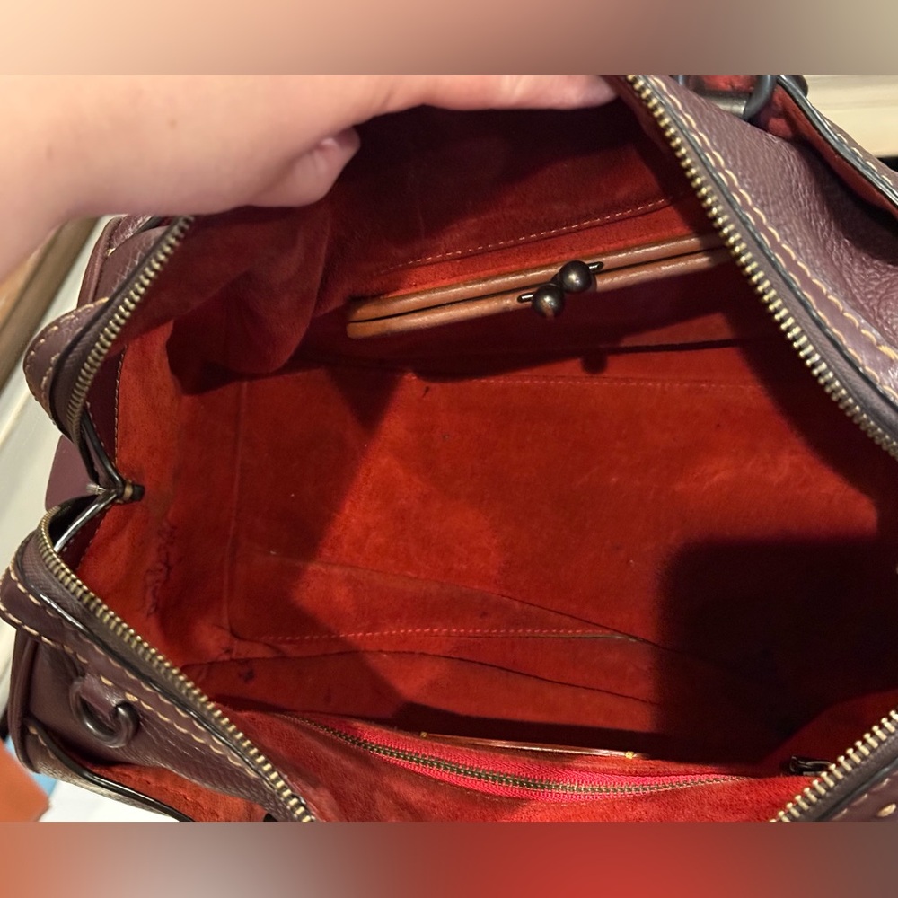 COACH OXBLOOD ROGUE SATCHEL BAG IN GLOVETANNED PEBBLE LEATHER SUEDE LINED FRENCH - Picture 7 of 16